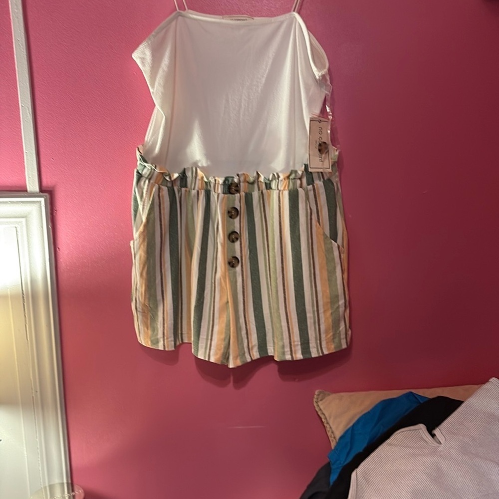 Striped Button-Front Romper